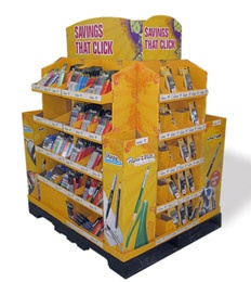 Corrugated material store display racks for stationery